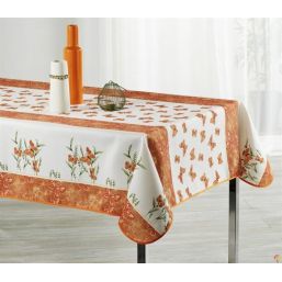 Tablecloth anti-stain orange with butterfly | Franse Tafelkleden