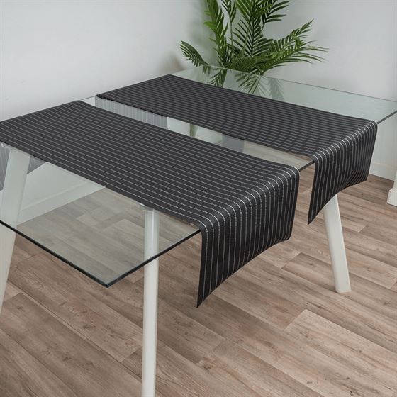 Tischläufer schwarz mit weißem Streifen 135 x 40 cm