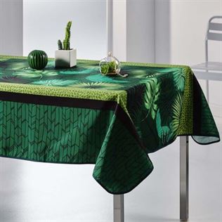 Nappe De Table Anti Tache Vert Avec Des Feuilles Franse Tafelkleden