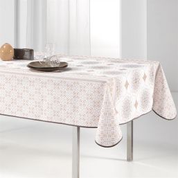 Tablecloth anti-stain beige elegant with mosaic | Franse Tafelkleden