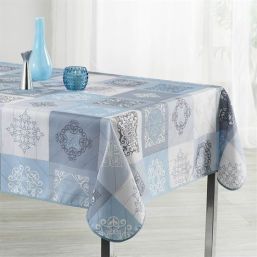 Tablecloth anti-stain blue with mosaic | Franse Tafelkleden