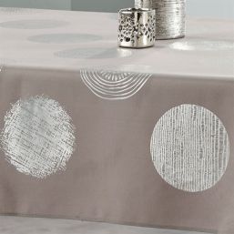 Tischdecke Franse Taupe Kreisen mit | Tafelkleden silbernen