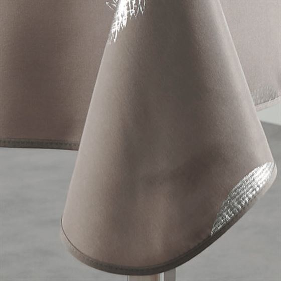 Nappe de table polyester taupe avec cercles argentés | Franse Tafelkleden