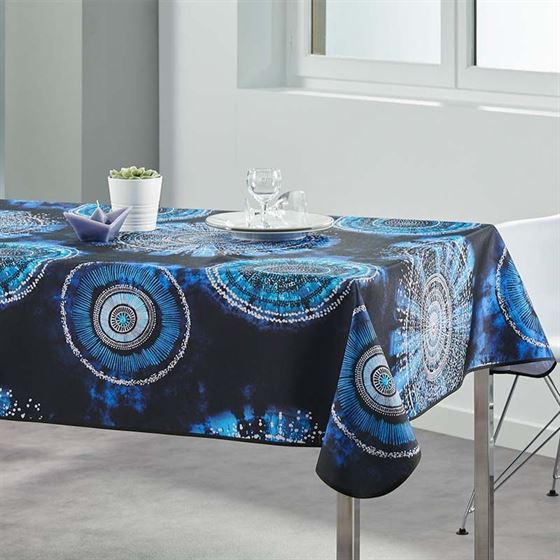 Tafelkleed anti-vlek dye blauw | Franse Tafelkleden