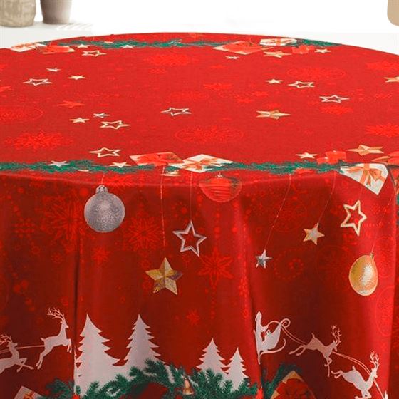 Nappe De Table Sapin Et Toile De No L Rouge Franse Tafelkleden