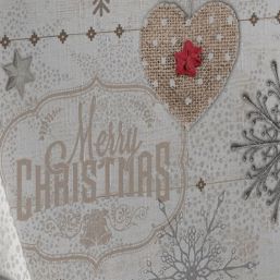 Tablecloth white beige christmas spruce and star | Franse Tafelkleden