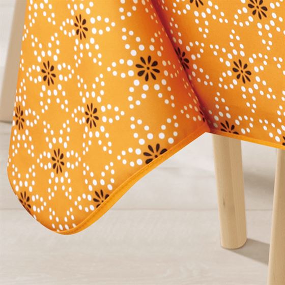 Tablecloth anti-stain blue, orange flowers | Franse Tafelkleden
