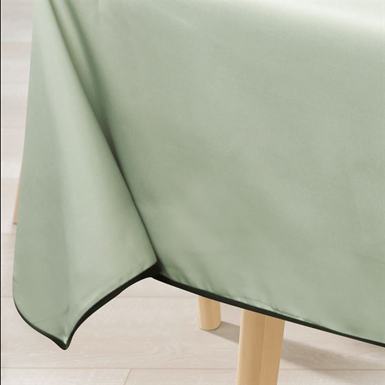 Tablecloth anti-stain olive green with leaves | Franse Tafelkleden