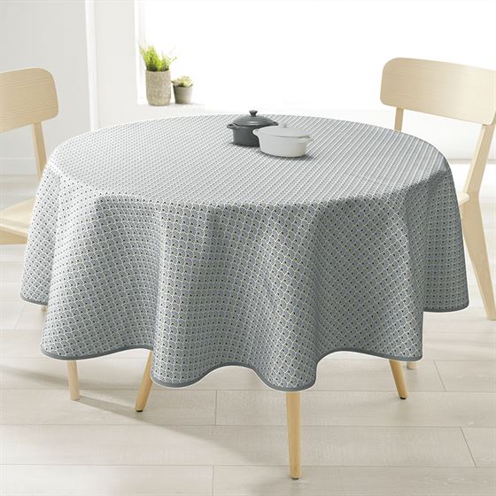 Tablecloth polyester blue with small bows | Franse Tafelkleden