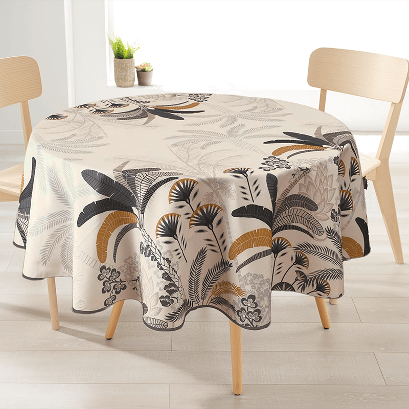 Ecru Polyester Stain-Resistant Tablecloth | Franse Tafelkleden