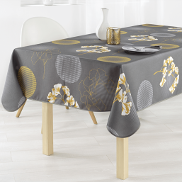 Taupe Polyester Stain-Resistant Tablecloth - Franse Tafelkleden