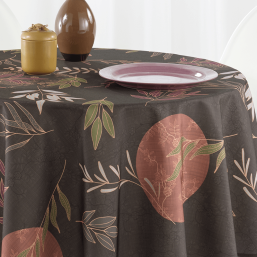 Brown Polyester Tablecloth with Nature Print | Franse Tafelkleden