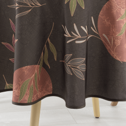 Brown Polyester Tablecloth with Nature Print | Franse Tafelkleden