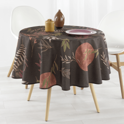 Bruin Polyester Tafelkleed met Natuurprinter | Franse Tafelkleden