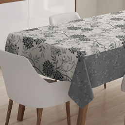 Ecru Grey Polyester Stain-Resistant Tablecloth | Franse Tafelkleden