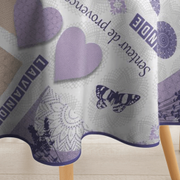 Nappe Écru avec Lilas en Polyester Anti-Taches | Franse Tafelkleden