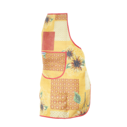 Gelbe Polyester-Küchenschürze mit Sonnenblumen- und Provence-Print.