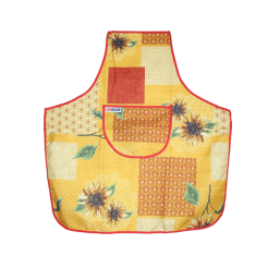 Elegant polyester kitchen apron yellow, sunflower | Franse Tafelkleden