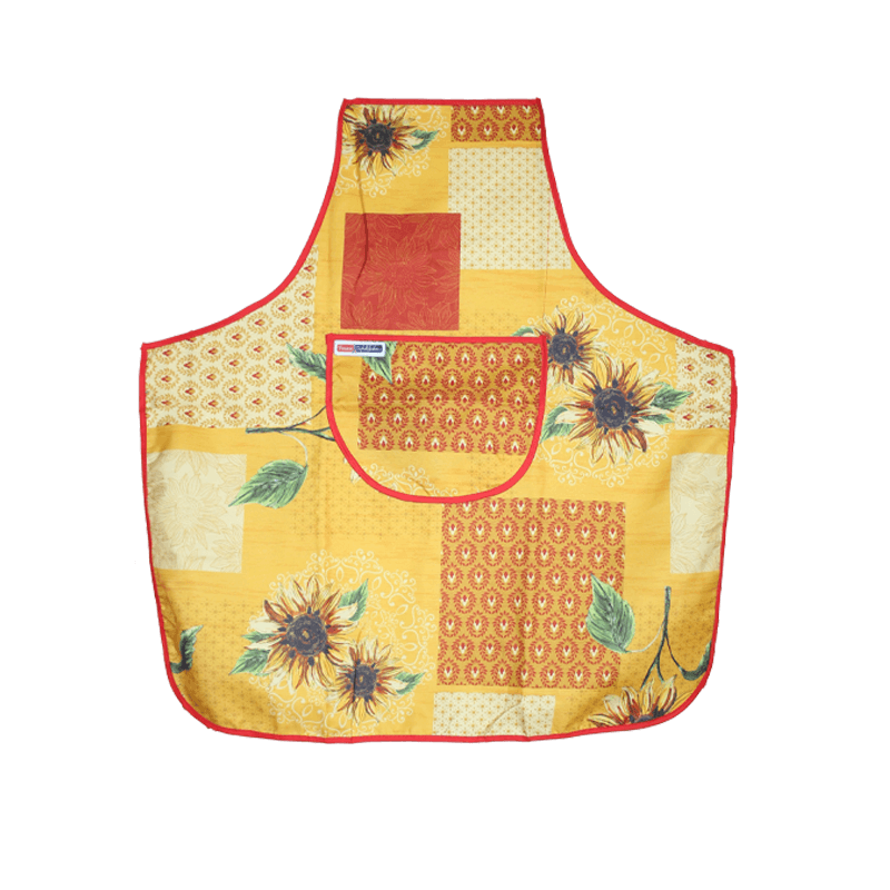 Elegant polyester kitchen apron yellow, sunflower | Franse Tafelkleden