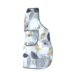 Grey apron with ochre palm leaves, 100% polyester, brand Française Tafelkleden.