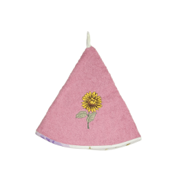 Round cotton kitchen towel with poppy design by Franse Tafelkleden.