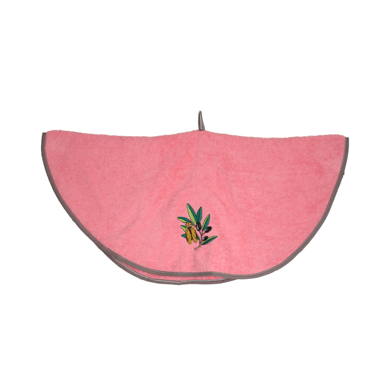 Round Cotton Kitchen Towel pink with olives | Franse Tafelkleden