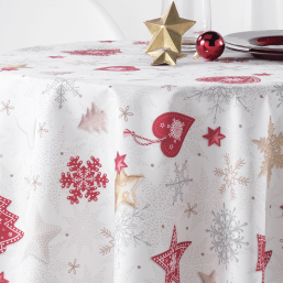 Nappe Blanche Rouge en Polyester Anti-Taches | Franse Tafelkleden