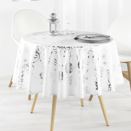 Nappe de Noël en Polyester Blanc-Argent | Franse Tafelkleden