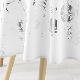 Nappe de Noël en Polyester Blanc-Argent | Franse Tafelkleden